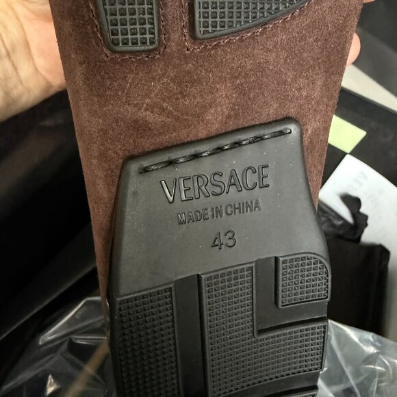 VERSACE 1009707 Medusa Men\'s Brown Suede Driver‎ Shoes, 40.5 main image 13